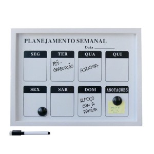 LOUSA MAGNÉTICA DE PLÁSTICO PLANEJAMENTO SEMANAL - 30X40CM  - 92805-BR