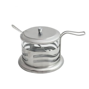 AÇUCAREIRO VIDRO E INOX COM COLHER - 200 ML - NS1369-D