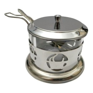 AÇUCAREIRO VIDRO E INOX COM COLHER - 200 ML - NS1369-C