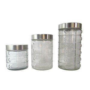 JOGO DE POTE DE VIDRO COM 03 PEÇAS E TAMPA EM INOX - PORTA CONDIMENTOS