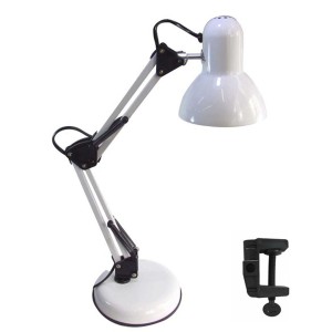 LUMINARIA DE MESA ARTICULADA DE METAL 60 CM - BIVOLT - 60W - BOCAL E27 - BRANCA- L811