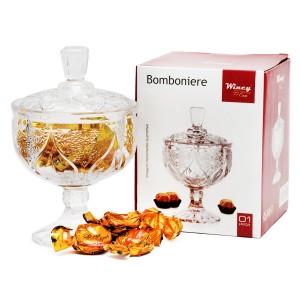 BOMBONIERE DE VIDRO COM PEDESTAL - 15CM - VDA07015