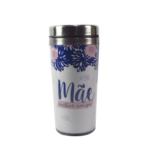 COPO TÉRMICO MÃE EM INOX E PLÁSTICO TAMPA DE ENCAIXE  450 ML - 97352-AZ