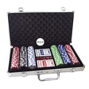 JOGO DE POKER 300 FICHAS NA MALETA DE ALUMINIO SEM NUMERAÇÃO - MB7057