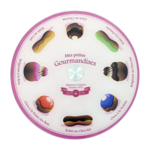 PRATO GIRATORIO 360 GRAUS EM VIDRO E METAL ESTAMPA DOCES 30 CM - CA12197A-LILAS