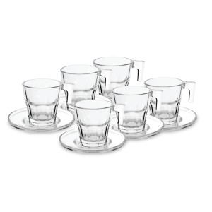 JOGO DE XÍCARA COM PIRES DE VIDRO PARA CAFE 50 ML - VDA09090