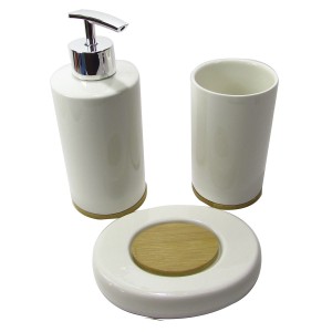 JOGO PARA BANHEIRO DE PORCELANA  BRANCO 03 PEÇAS - 1373