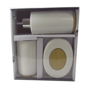 JOGO PARA BANHEIRO DE PORCELANA  BRANCO 03 PEÇAS - 1373