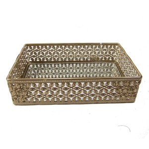 BANDEJA ESPELHADA ARAMADA DE METAL 13X20CM - FM9420-CO