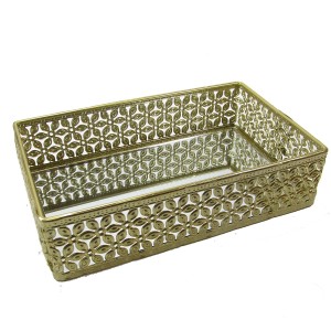 BANDEJA ESPELHADA ARAMADA DE METAL 13X20CM - FM9420-DOU