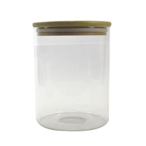 POTE DE VIDRO 750 ML COM TAMPA EM BAMBU E VEDAÇÃO DE SILICONE -BF2984