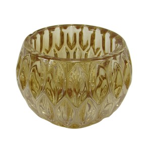 CASTIÇAL DE VIDRO AMBAR 6,5X7CM - F190118-A