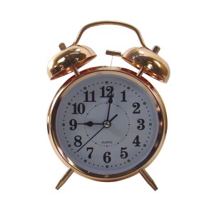 RELÓGIO DESPERTADOR DE METAL GOLD ROSE COM ILUMINAÇÃO 16X12CM- MG2858