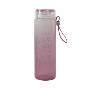 GARRAFA DE VIDRO COM 380 ML -FRASE ESPALHE AMOR POR ONDE VOCÊ FOR - GP9055-PK