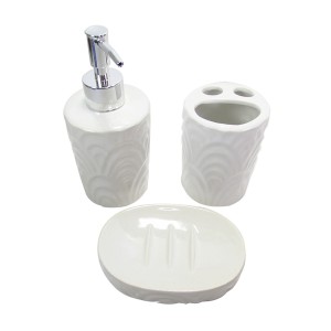 JOGO PARA BANHEIRO PORCELANA 3 PEÇAS BRANCO - 3605