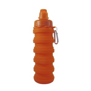 GARRAFA RETRÁTIL DE SILICONE 500 ML COM ALÇA MOSQUETÃO E TAMPA  ROSQUEÁVEL- MG2990-LJ