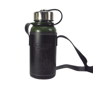 GARRAFA  DE INOX 600 ML COM BOLSA DE COURINO E ALÇA - WC409392 -VD