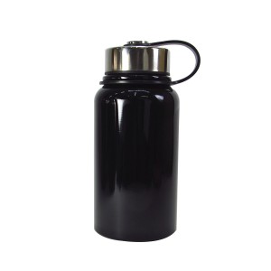 GARRAFA  DE INOX 600 ML COM BOLSA DE COURINO E ALÇA - WC409392 -PT