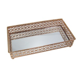 BANDEJA ESPELHADA ARAMADA DE METAL RETANGULAR 13X24 - HGH7646-CO