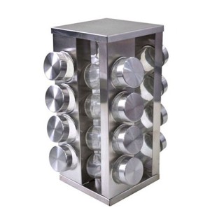 PORTA TEMPERO DE VIDRO COM SUPORTE EM INOX 16 PEÇAS - NS2771