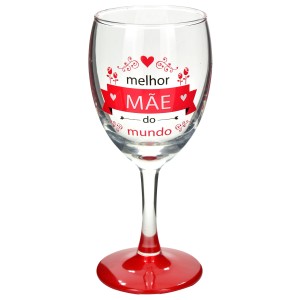 TAÇA ESTAMPADA DE VIDRO - FRASE MELHOR MAE DO MUNDO- 150ML - VDA03021-VM