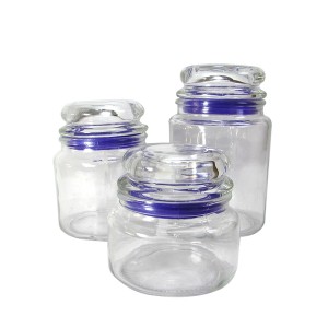 JOGO DE POTE DE VIDRO 03 PEÇAS COM VEDAÇÃO DE SILICONE - VDA04008-RX