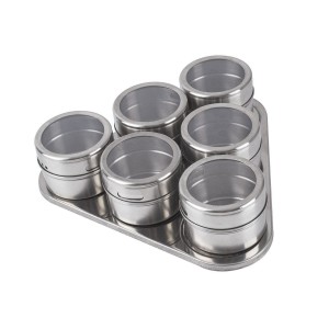 PORTA CONDIMENTO INOX MAGNÉTICO COM 6 PORTA TEMPERO - 2417