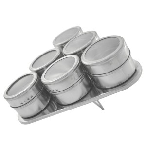 PORTA CONDIMENTO INOX MAGNÉTICO COM 6 PORTA TEMPERO - 2417