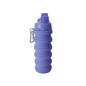 GARRAFA RETRÁTIL DE SILICONE 500 ML COM ALÇA MOSQUETÃO E TAMPA  ROSQUEÁVEL - 2230-LL