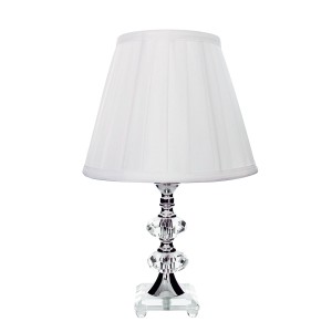 ABAJUR DE CRISTAL COM CUPULA DRAPEADA BRANCA 35 CM - REF 183