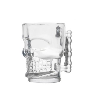 CANECA DE VIDRO PARA CHOPP E CERVEJA CAVEIRA ROCK STYLE TRANSPARENTE 500 ML - SA009