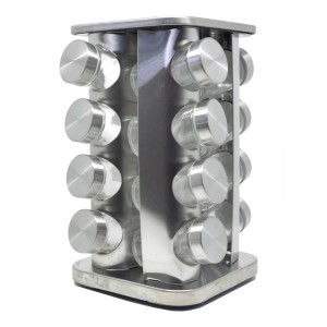PORTA TEMPERO GIRATÓRIO DE INOX E METAL ( CANTOS ARREDONDADOS) 16 PEÇAS - TRC8419