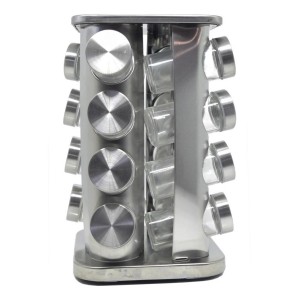 PORTA TEMPERO GIRATÓRIO DE INOX E METAL ( CANTOS ARREDONDADOS) 16 PEÇAS - TRC8419