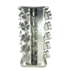 PORTA TEMPERO GIRATÓRIO DE INOX E METAL CANTOS ARREDONDADOS 20 PEÇAS - TRC8418