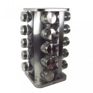 PORTA TEMPERO GIRATÓRIO DE INOX E METAL CANTOS ARREDONDADOS 20 PEÇAS - TRC8418