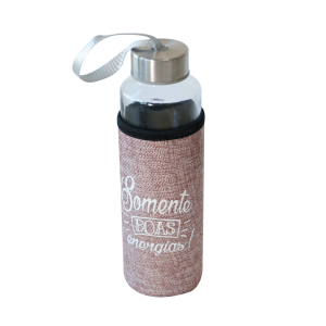 GARRAFA DE VIDRO 400ML COM CAPA NEOPREME- SOMENTE BOAS ENERGIAS- HD67606-RS