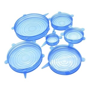 JOGO DE TAMPAS DE SILICONE PROTETOR DE ALIMENTOS COM 6 PEÇAS 6,5 CM A 19,5 CM - 5112-AZ