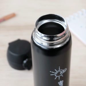 GARRAFA TÉRMICA AÇO INOX TRAVA VACUUM CUP 400 ML E FRASE - GAR13-PT