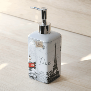 PORTA SABONETE LÍQUIDO DE CERÂMICA 350 ML ESTAMPA PARIS -380-B
