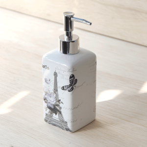 PORTA SABONETE LÍQUIDO DE CERÂMICA 350 ML ESTAMPA PARIS -380-C