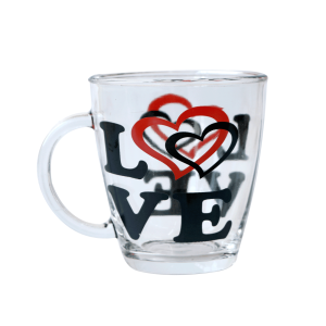CANECA DE VIDRO DE 300 ML COM ESTAMPA DIVERSAS COM FRASES  - 2444-A