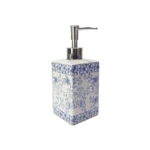 PORTA SABONETE LÍQUIDO DE CERÂMICA ESTAMPA FLORAL 400 ML- 387-A