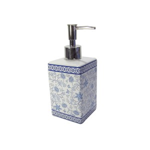 PORTA SABONETE LÍQUIDO DE CERÂMICA ESTAMPA FLORAL 400 ML- 387-C