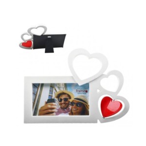 PORTA RETRATO  DE PLÁSTICO 10X15 COM TRÊS CORAÇÕES - CHI1478