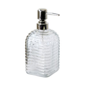 PORTA SABONETE LIQUIDO VIDRO QUADRADO 380ML MODELO RISCAS HORIZONTAIS - BM360268-A