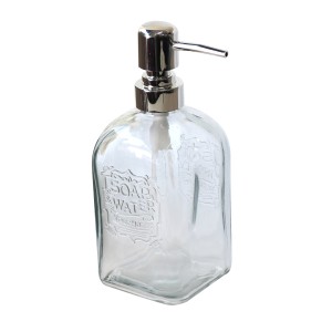 PORTA SABONETE LIQUIDO VIDRO QUADRADO 380ML MODELO SOAP WATER - BM360268-B