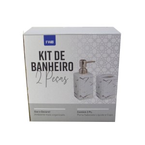 KIT DE BANHEIRO QUADRADO DE CERÂMICA COM 02 PEÇAS - 98539-PT