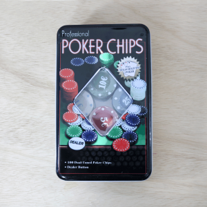 JOGO DE FICHAS PARA POKER 100 FICHAS PLASTICO NA LATA - 602213