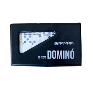 DOMINO PROFISSIONAL 28 PEÇAS 100% OSSO - 10MM CAIXA PLASTICA PRETA -  52115008B-PT