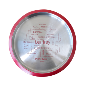 BANDEJA DE INOX 35CM ESTAMPADA PARA SERVIR DRINKS E BEBIDAS - CA09384